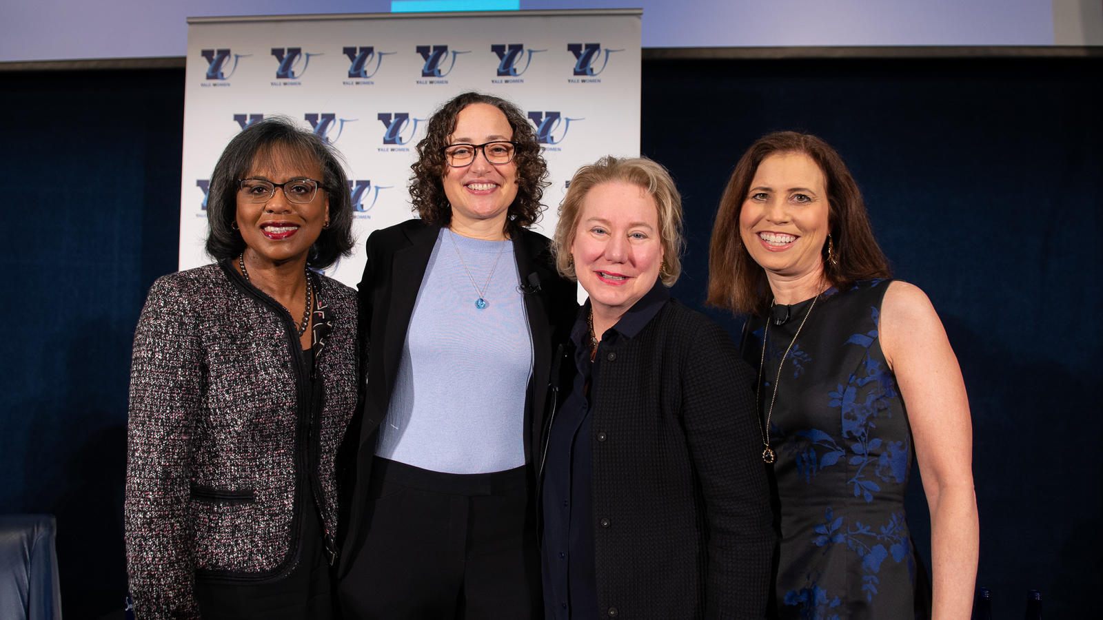 The recipients of the lifetime achievement award gather during this year's YaleWomen Awards for Excellence.